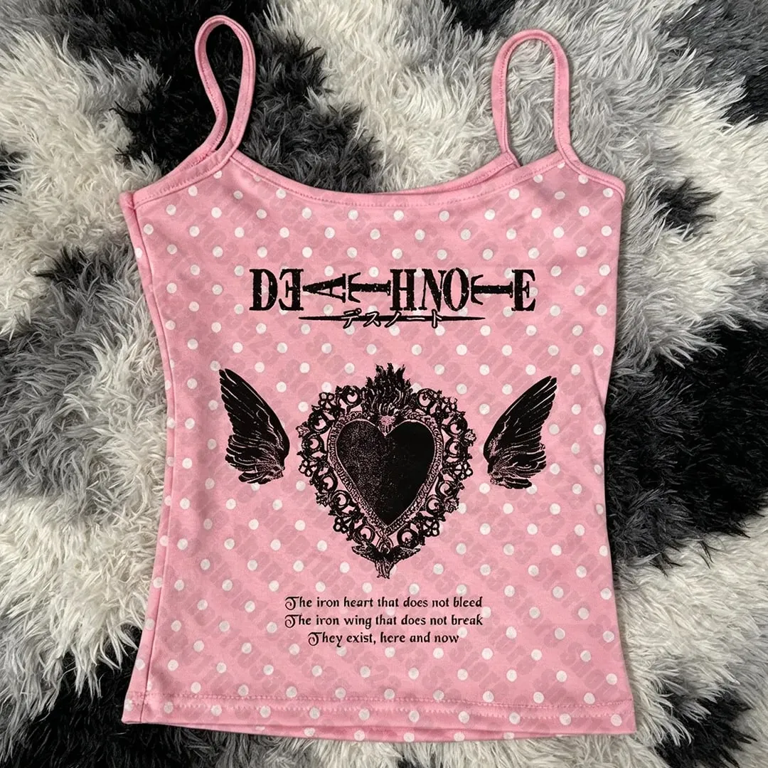 Vintage Gothic Print Slim Baby Tank Sexy Streetwear Y2k Graphic Women Casual Tank Tops Emo girl Sexy And Fit Women Vest Summer
