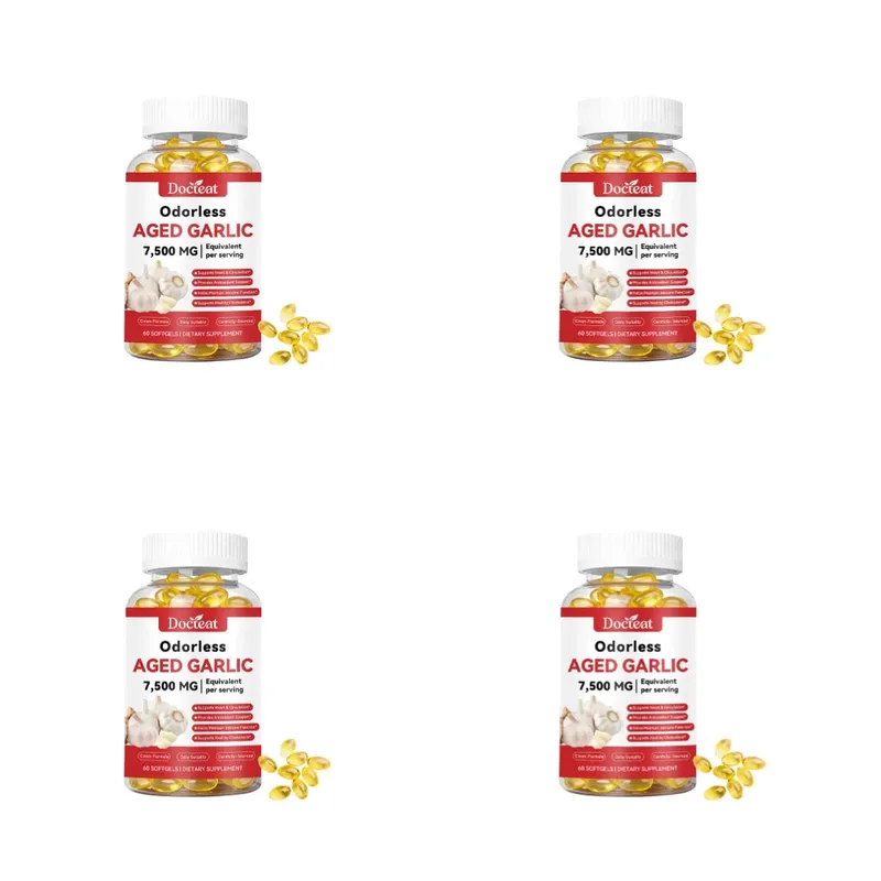 Odorless Aged Garlic Extract 7500mg Equivalent 60 Softgels - Immune Support Heart Health Antioxidant Supplement for Adults — image 9