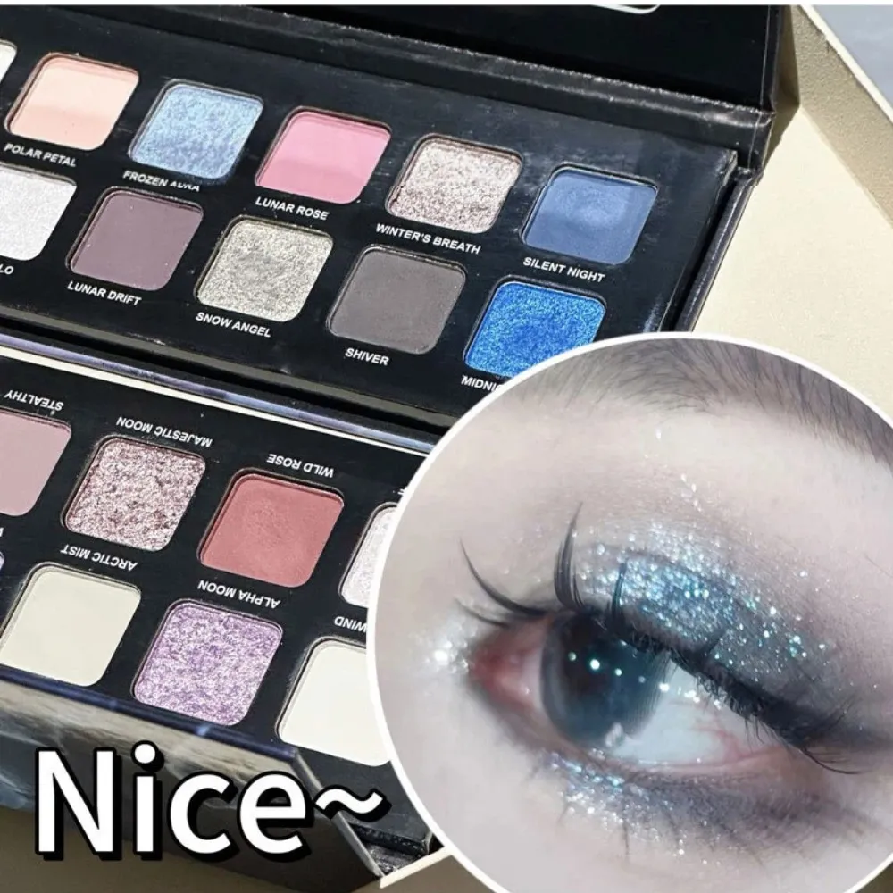 12 Colors Metallic Eyeshadow Palette Pearl Matte Sparkling Shimmer Blue Eye Shadow Highlighter Brighten Glitter Halloween Makeup — image 2