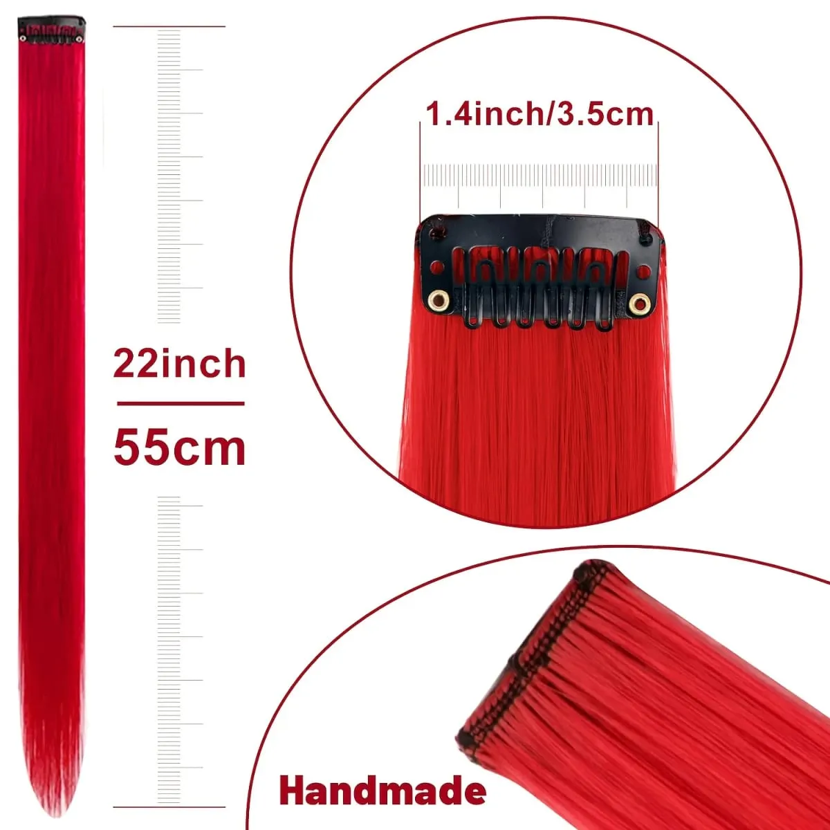 12PCS/Pack Colored Party Highlights Clip in Hair Extensions for Girls 22 Inches Omber Colors Straight Hair Synthetic Hairpieces — image 5