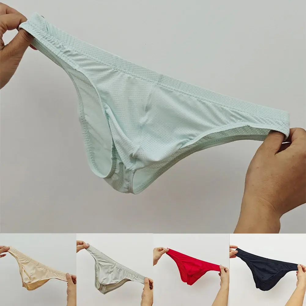 Sexy Skin Color Men Low Waist Mesh Breathable Jockstrap Pouch Half Hip Underwear Briefs Daily Fashion Panties — image 9