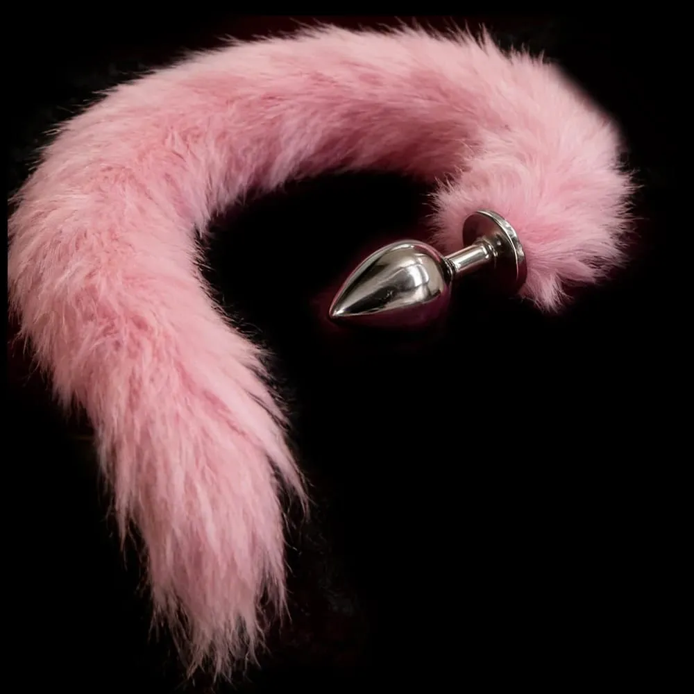 Metal Anal Plug with Long Fluffy Tail – Fox Tail Butt Plug for Cosplay Role Play BDSM Adult Toy — image 1