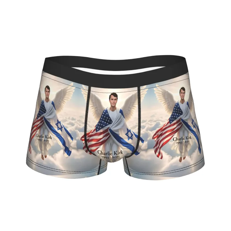 Charlie Kirk Angelic Advocate Underwear Printed Boxershorts Quality Men's Underpants Elastic Boxer Brief Gift Idea