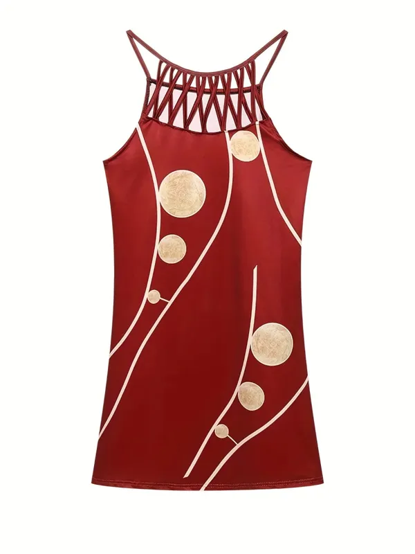 2026 New Spring and Summer National Wind Positioning Printing Mesh Belt Sleeveless Casual Dress — image 9