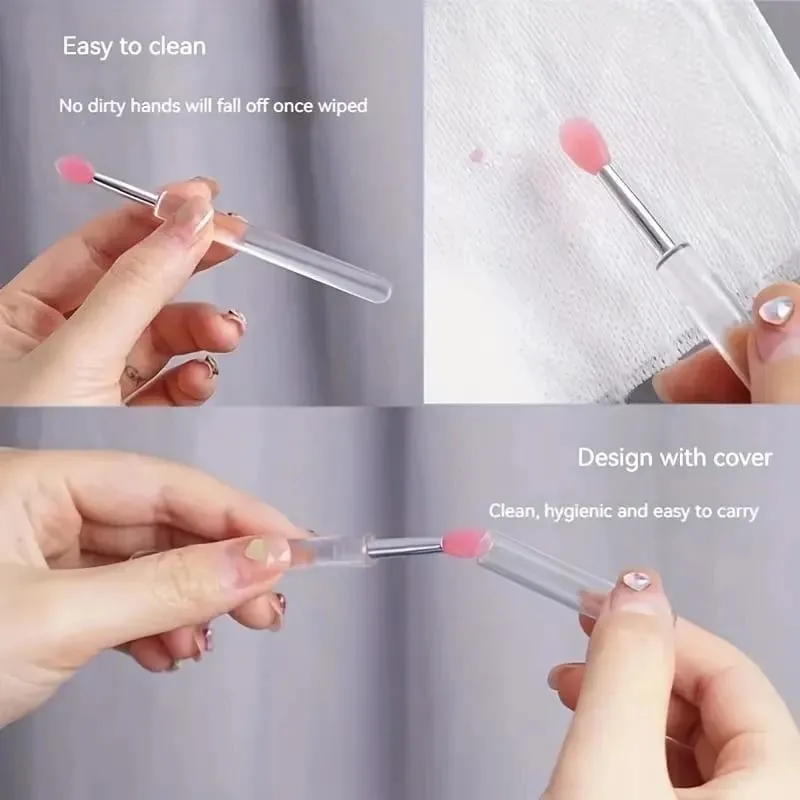 12pcs Silicone Lip Makeup Brushes with Dustproof Cover Lipstick Applicator Suitable for Lip Gloss Eyeshadow Makeup Tools — image 2