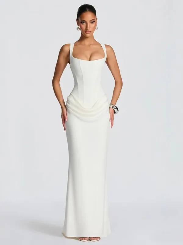 Mingmingxi White Sexy Corset Maxi Dress Party Outfit Women’s Evening Dress Long Black Dinner Ball Gown Elegant Prom Dresses — image 9