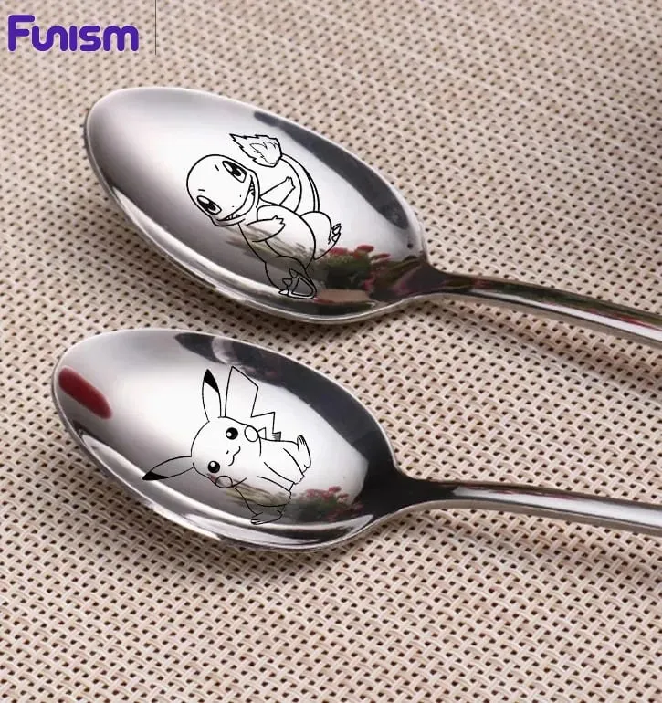 FUNISMPokemon Pikachu Children Spoon Cute Baby Soup Stainless Steel Ladle Home Food for Tableware Spoon Birthday Gifts — image 4