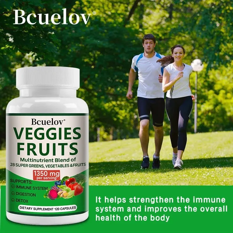 1350mg Fruit and Vegetable Supplement - 28 Complex Nutrients - Boosts Digestion Detoxification and Immune Support — image 7