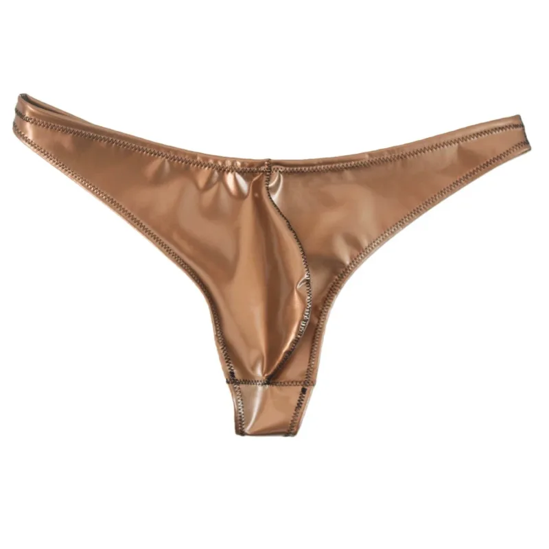 Sexy Men Plus Size Latex PVC Shiny Hot Short Convex U Pouch G-string Fashion Underwear Tights Lingeries PU Stage Briefs — image 9