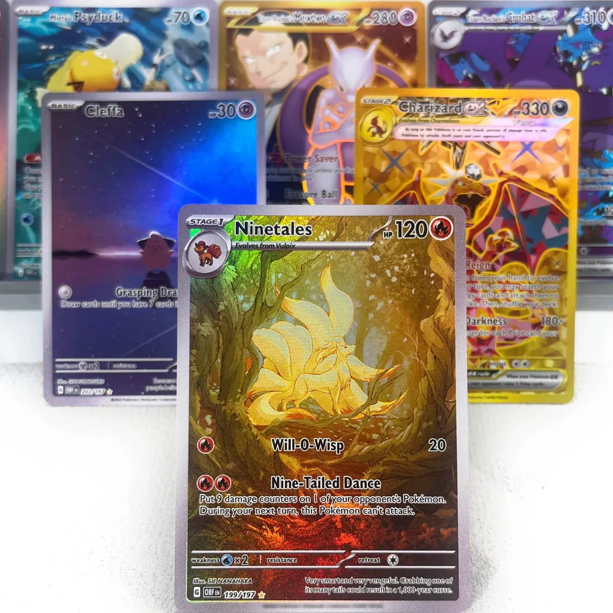 OBF PAL ASR Cards PTCG4-B EX Rainbow Ninetales Cleffa Charizard Rare Collection Battle Toys Gifts for Hobbies — image 2