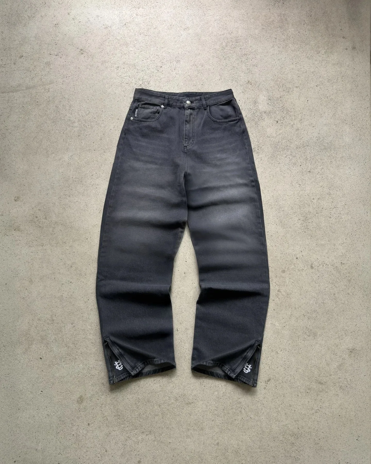 2026 Japanese style high street patchwork embroidered jeans men's goth Harajuku fashion wide leg jeans y2k retro casual pants — image 13