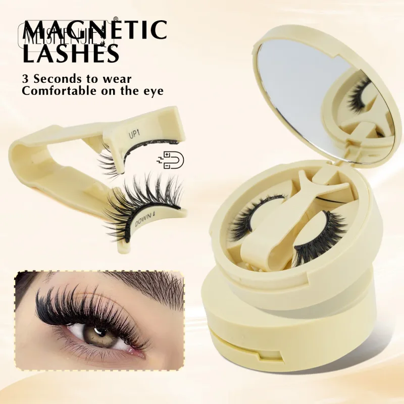 1/3 Pairs Magnetic Eye Lashes Handmade Eyelashes Soft Reusable Magnetic Lashes Natural Look 3D False Lashes Makeup Tweezers Set