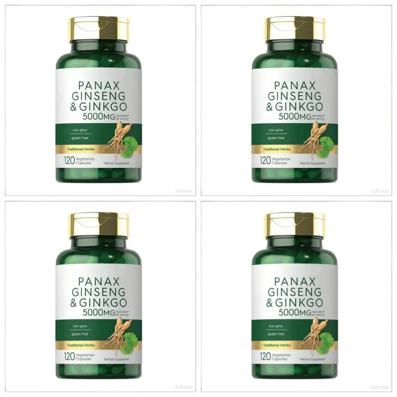 Panax Ginseng & Ginkgo Biloba 5000mg Equivalent with 95% Piperine Daily Energy Focus & Vitality Support 120 Vegetarian Capsules — image 10