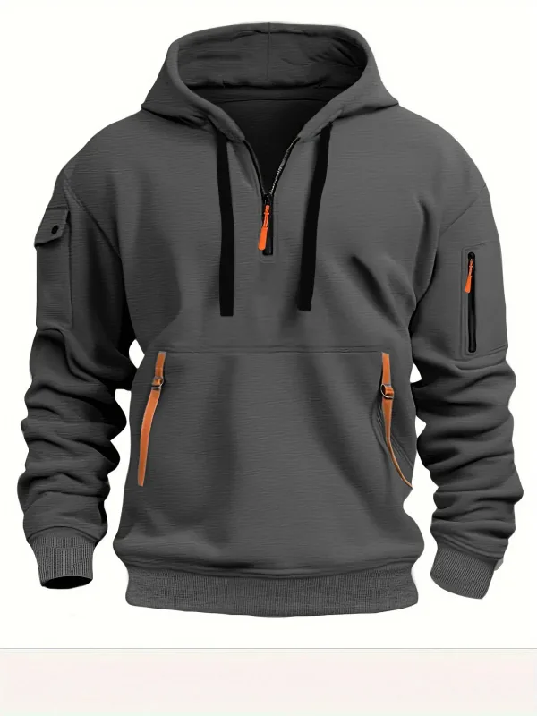 Men's Spring Autumn Hooded Sweatshirt Zip Multi Pocket Pullover Casual Sports Jacket Fashion Trendy Hoodie Top for Men Street — image 14