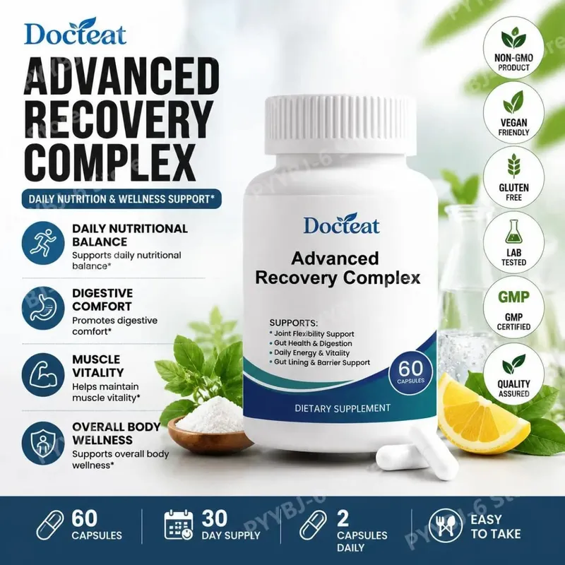 Advanced Recovery Complex 60 Capsules with L Glutamine Glycine Lysine Digestive Enzymes for Gut Health Daily Wellness Support — image 1