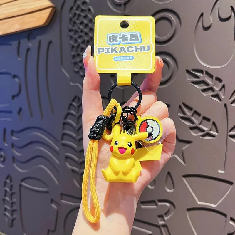 Genuine Pokemon Keychain Pikachu Gengar Sylveon Sprigatito Quaxly Fuecoco Anime Action Figure Toy Keyring Fragrance Pendant — image 10