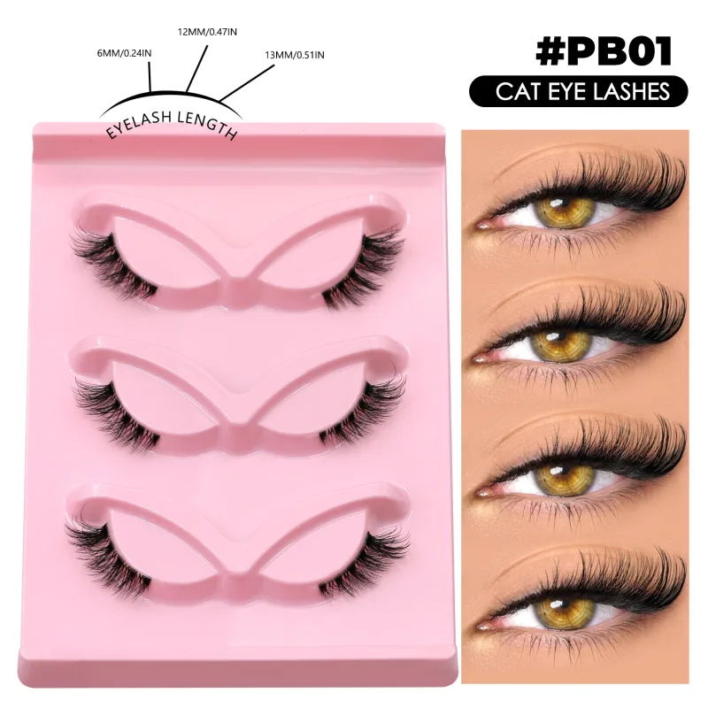 Medias pestañas, pestañas de ojo de gato, apariencia Natural, pestañas postizas tenues, pestañas postizas de imitación de visón, banda transparente, maquillaje de pestañas postizas naturales — image 9