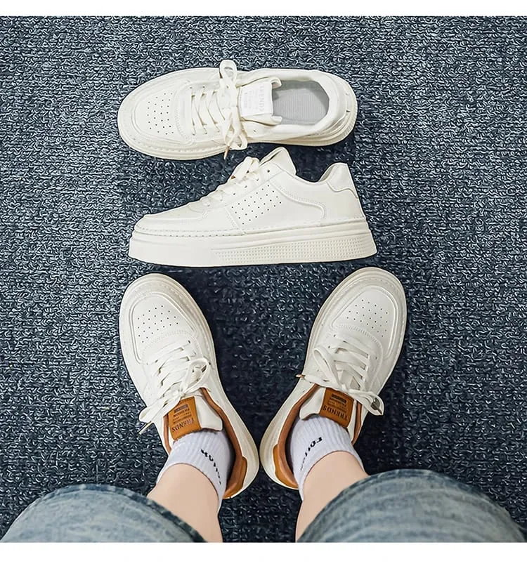 Men Casual Sneakers Breathable Trendy Mating White Comfortable Non-slip Daily Walking Thick Soled Height Increasing Sports Shoes — image 9
