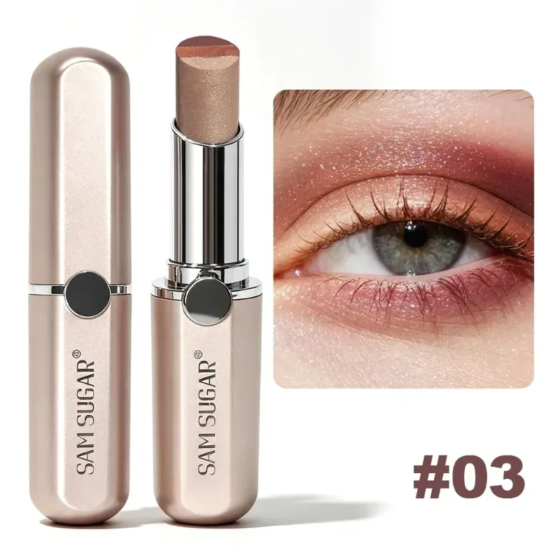 Tricolor Eyeshadow Stick Glitter Highlight Contour Shadow Stick Eye Makeup Waterproof Lasting Shimmer Metallic Eyeshadow Makeup