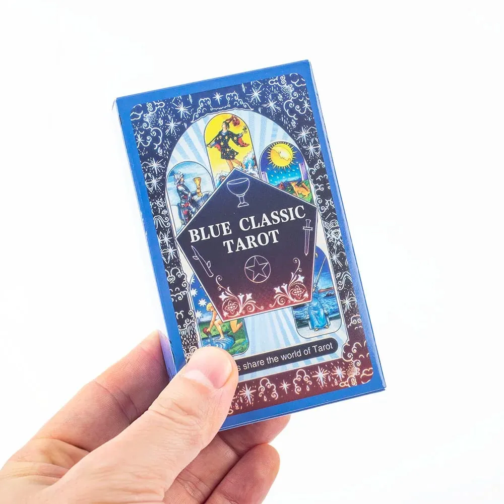 10.3*6cm Blue Classic Tarot Deck - 78 Cards Traditional Waite Imagery with Celestial Mandala Back Unique Starry Border Design — image 2
