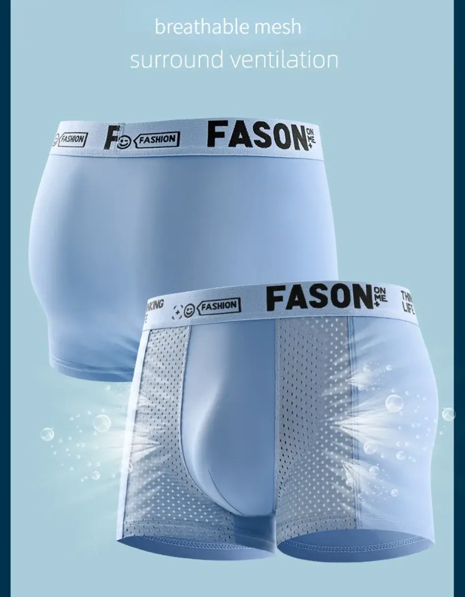 Men's Ice Silk Mesh Underwear Antibacterial Breathable Boxer Oversized Briefs Shorts Men's Panties Boxershorts Men