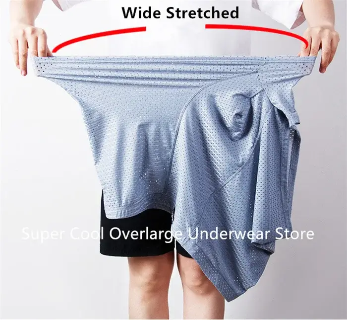 Summer Mesh Boxers For Men 200KG Plus Size 13XL 12XL Underpants Male Panties High Waist 10XL Underwear Oversized Ice Silk Shorts — image 3