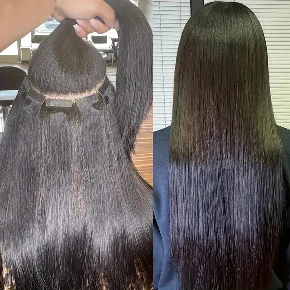 Straight Tape In Hair Extensions Natural Black 26 Inch Adhesive Invisible Brazilian Remy 100% Human Hair Tape Ins 50G/20Pcs/Pack — image 2