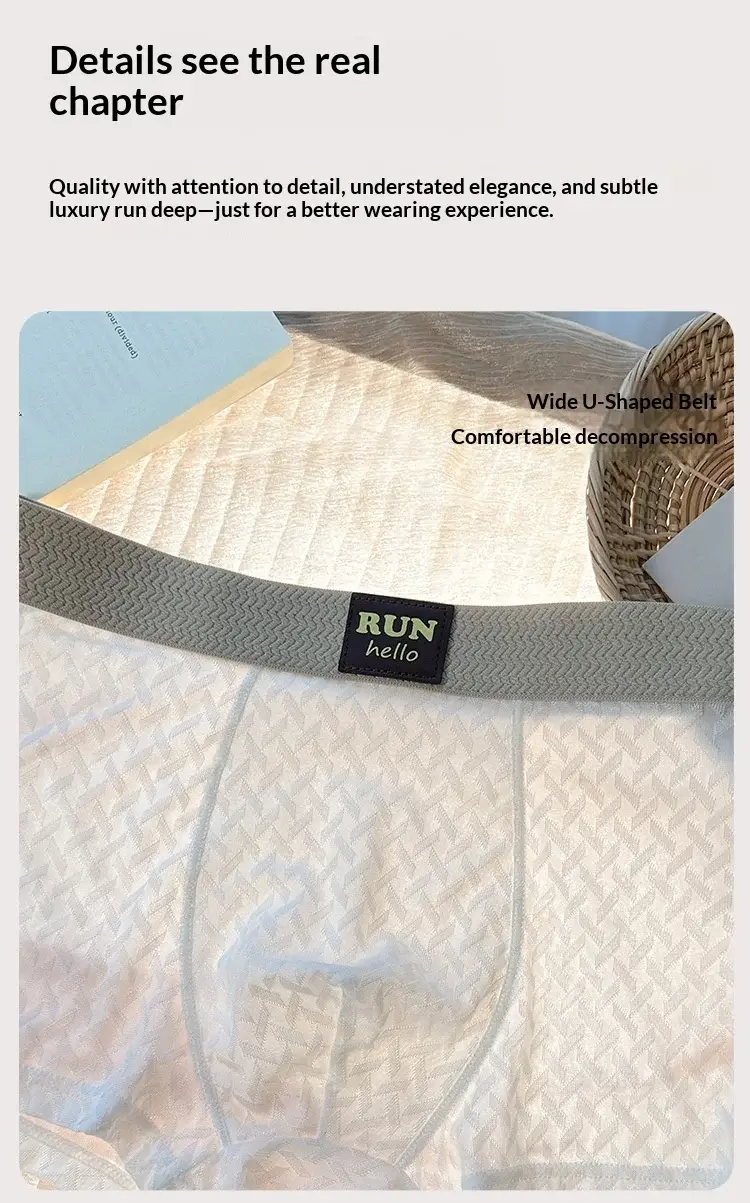 Men's Ice-Silk Jacquard Boxer Briefs: Cooling, Breathable, Mid-Rise, Boxer Shorts—comfortable and Simple Style for Young Men — image 5