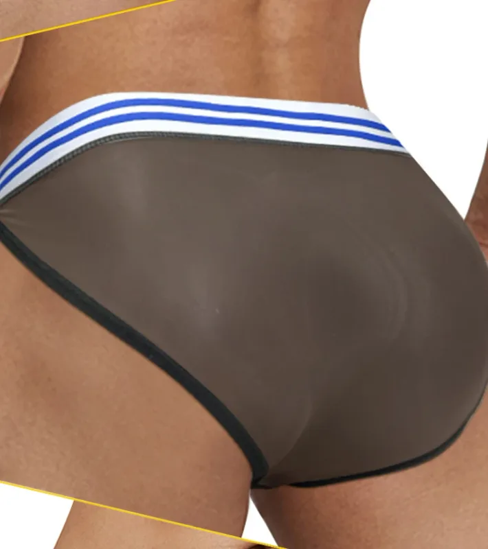 Men's Ice Silk Ultra-Thin Barely-There Mesh Sheer Briefs, Striped V-Shape Elastic Waistband Summer Daily Commute Underwear — image 24