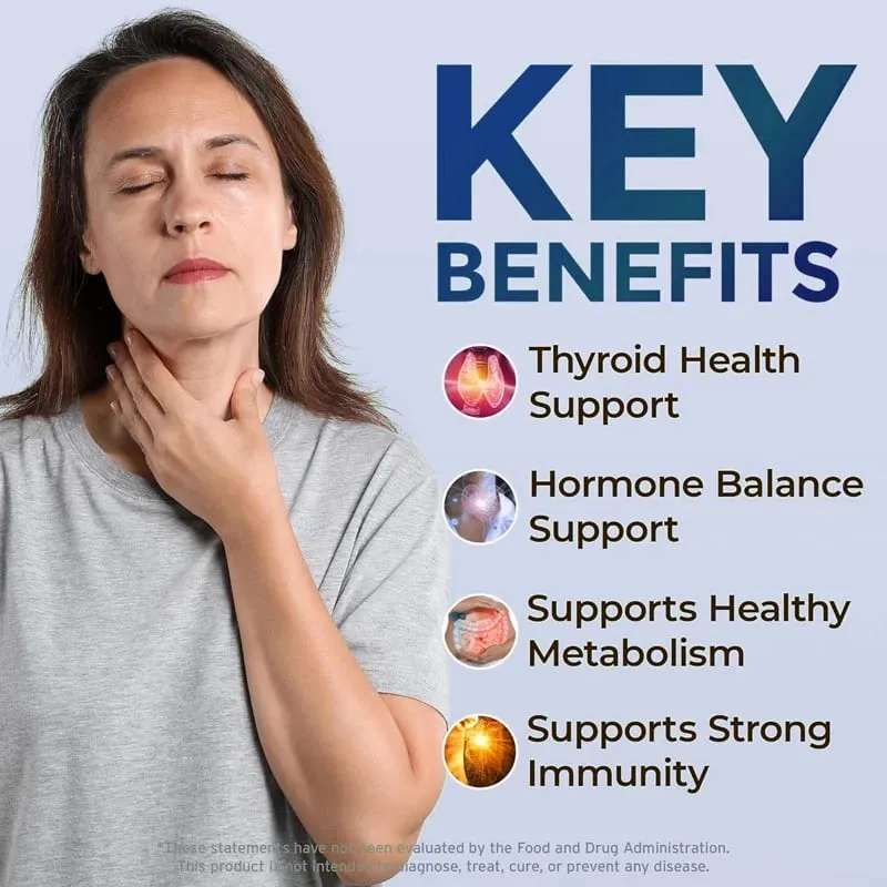 Organic Thyroid Function Support Capsules with L-Tyrosine Kelp for Immune System Metabolism Daily Energy & Mental Focus — image 3