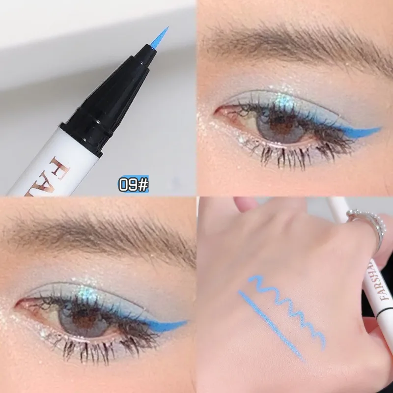 12 kolorów wodoodporny eyeliner w pisaku bardzo cienka końcówka eyeliner w płynie długotrwały eyeliner szybkoschnący kolorowy makijaż na cosplay — image 16