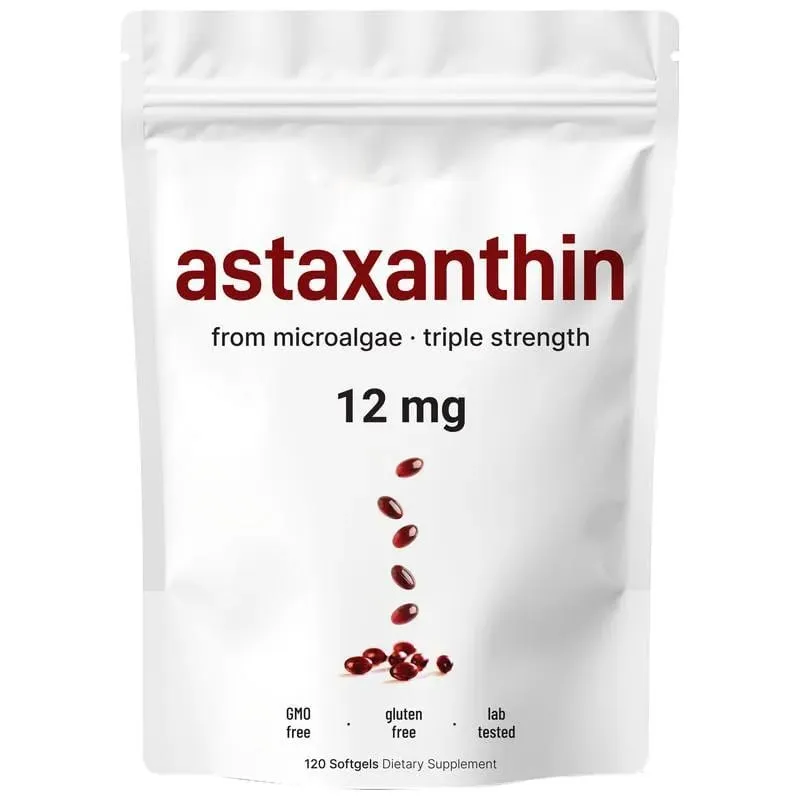 Astaxanthin 12mg Triple Strength Softgels Antioxidant for Eye Skin Joint & Immune Health From Haematococcus Pluvialis 120ct — image 9