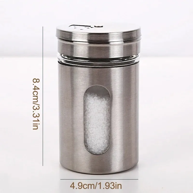 Stainless Steel Spice Shaker Seasoning Cans Rotate Camping Barbecue Jars Spice Storage Box Salt Sugar Pepper Storage Bottle — image 6