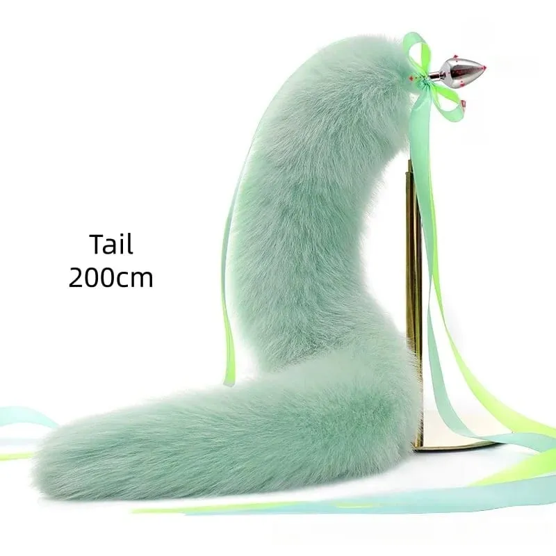200cm Detachable Metal Butt Plug Fox Tail Cosplay Toys with Fetish Cosplay Fancy Dress Accessory for Couple BDSM Sex Flirt Prop