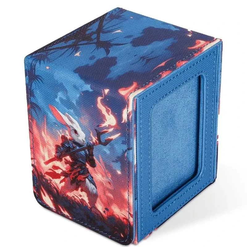 Card Deck Box for Pattern Print Cards with Display Window Hold 100+ Double-Sleeved Cards PU Leather Card Box Fits TCG Cards — image 5