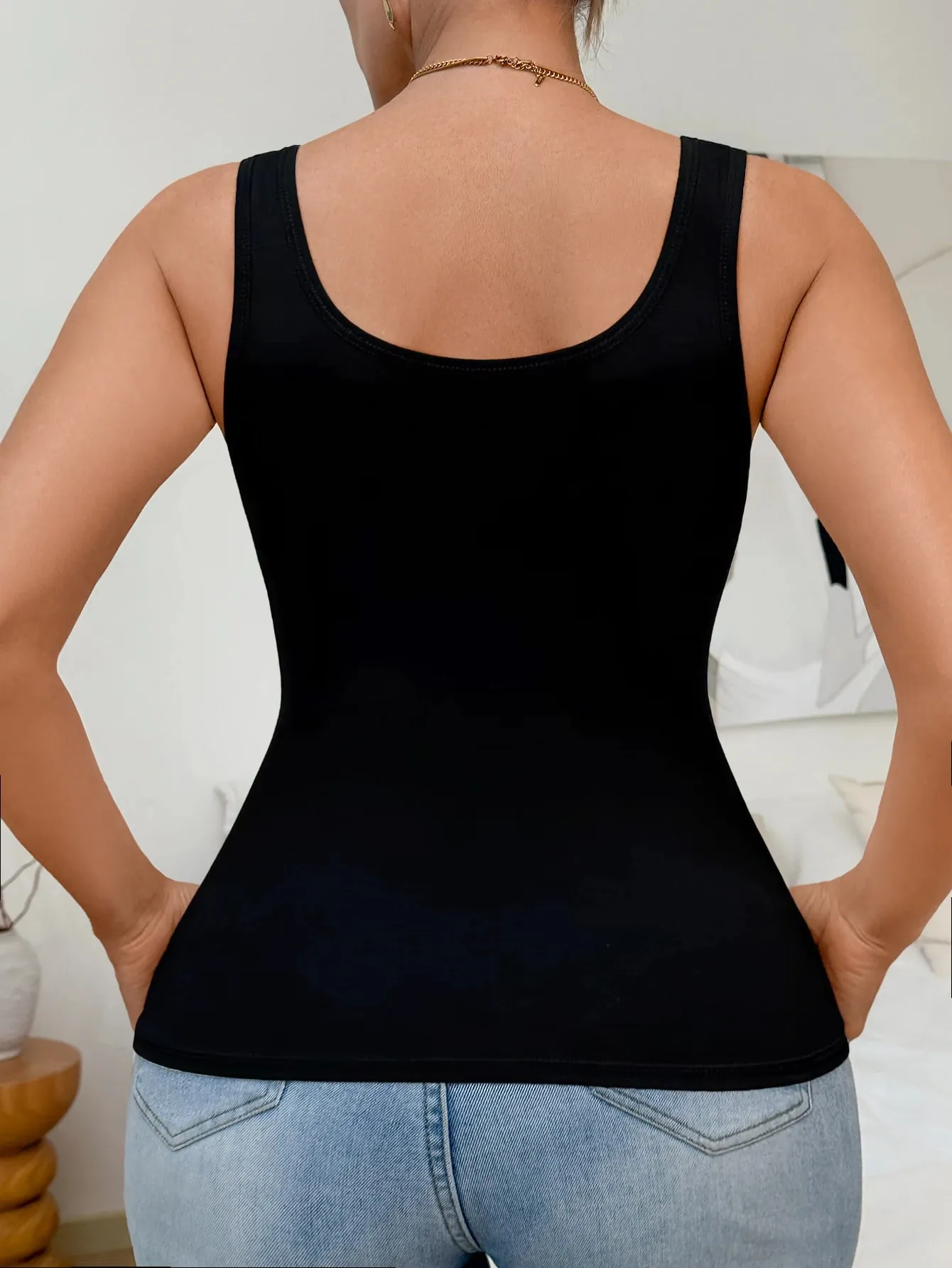 Women's Solid Basic Tank Top Wireless Camisole with Built-in Bra Daily Casual Sports Sleeveless Vest Top — image 5