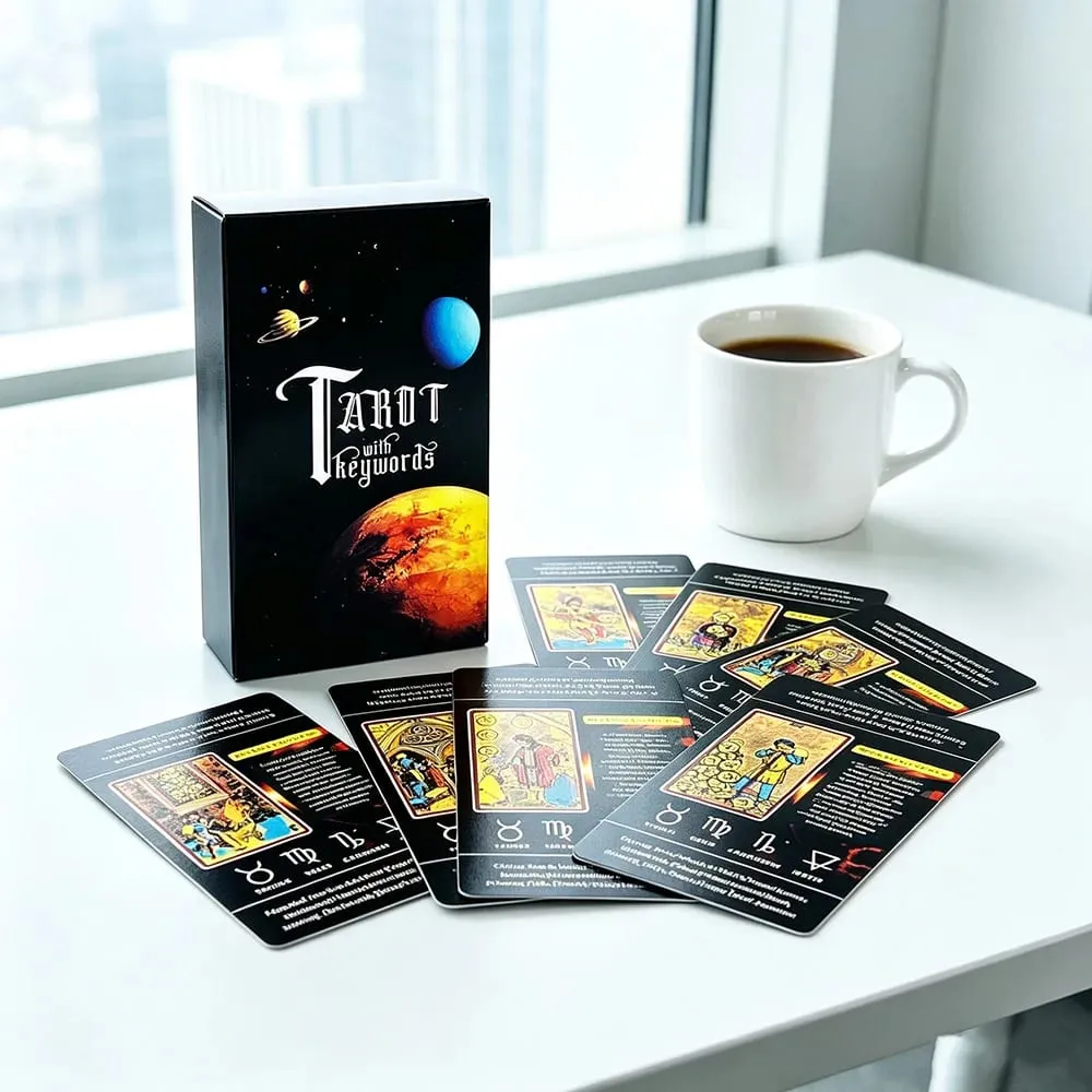 Tarot With Keywords 78 Cards Space Art Tarot with Printed Meanings Cards Game Ideal for Meditation Healing & Divination