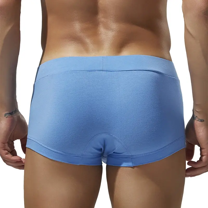 Men's solid color flat underwear, comfortable and breathable, high elasticity flat cut shorts — image 2