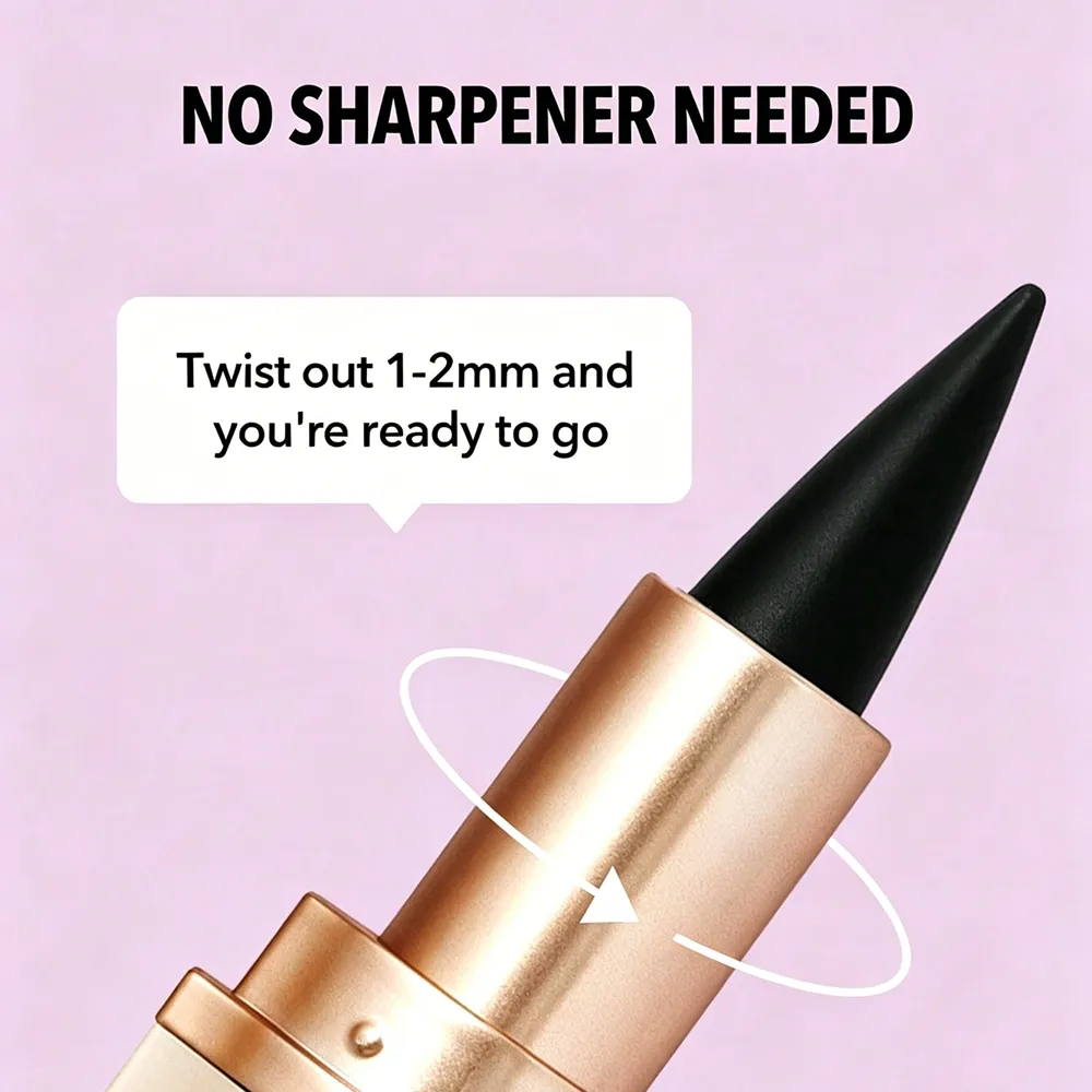 Retractable Gel Eyeliner Pencil Waterproof Long Lasting Smooth Black Eyeliner Cream Makeup Tool — image 6