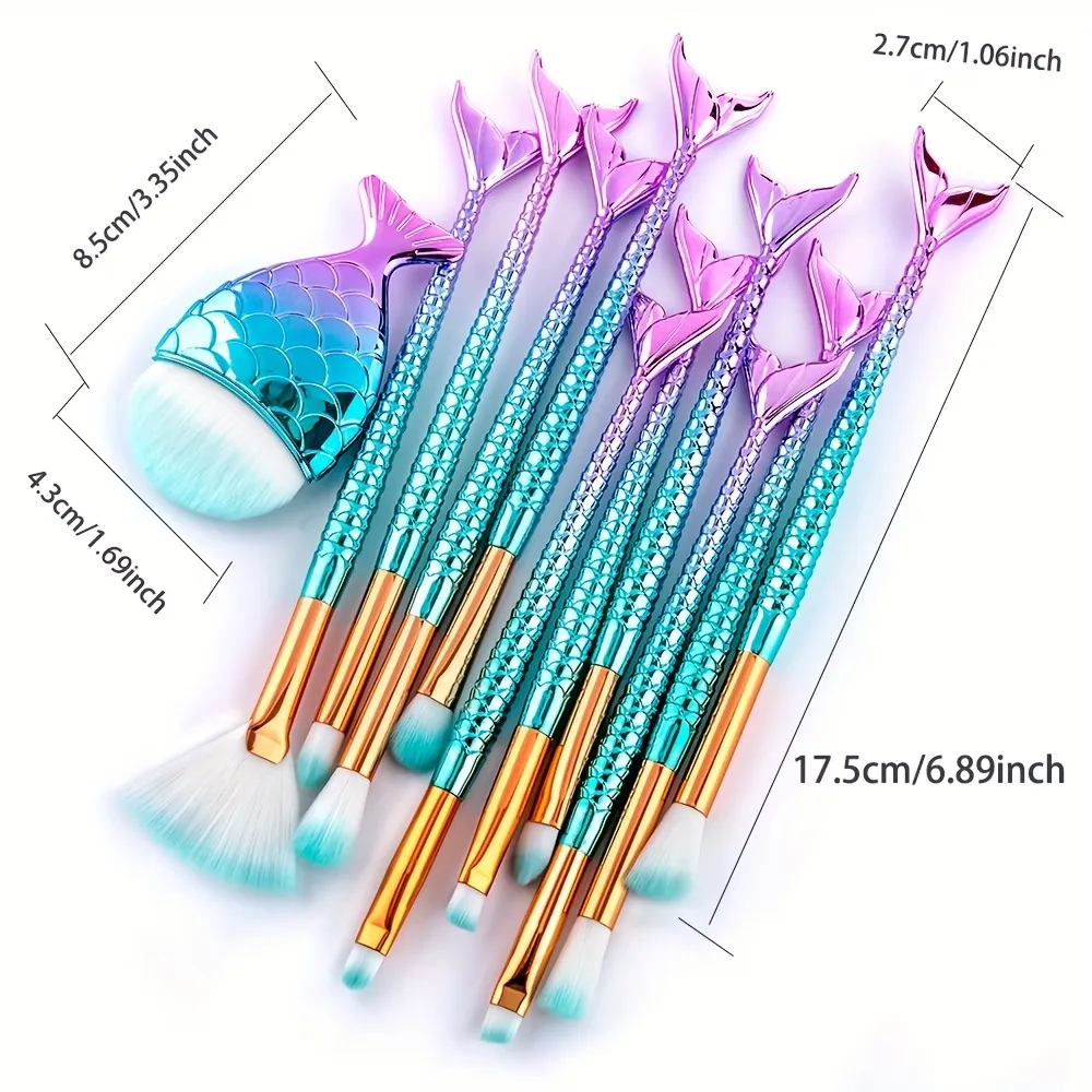 1/10Pcs Makeup Brushes Set -3D Mermaid Makeup Brush Eyeshadow Brushes Cosmetic Brushes Eyeshadow Eyeliner Blush Concealer — image 2