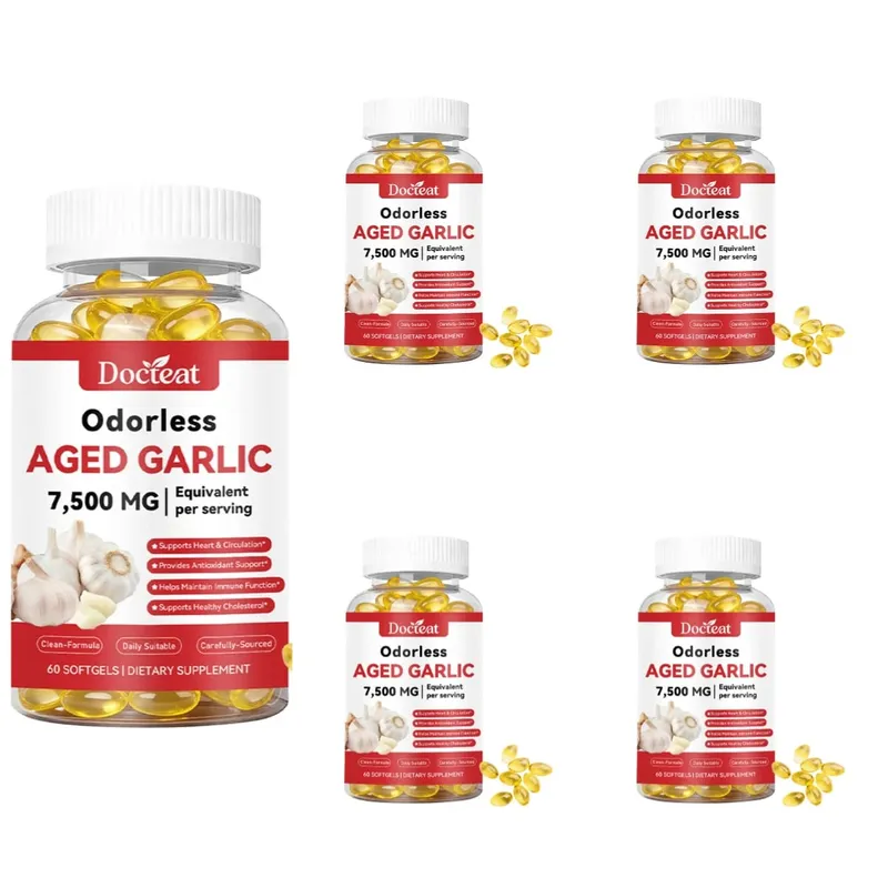 Odorless Aged Garlic Extract 7500mg Equivalent 60 Softgels - Immune Support Heart Health Antioxidant Supplement for Adults — image 10