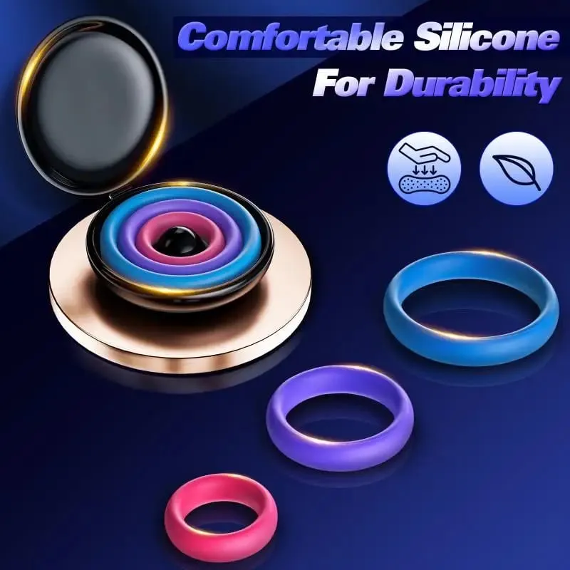 New 3Pcs Men Or Couples Reusable Silicone Cock Penis Rings Enlargers Erection Enhancing Long Lasting Ejaculation Adult Sex Toys — image 5