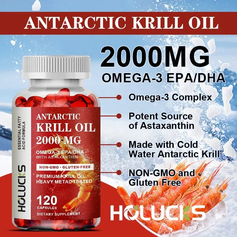 Buy 1 Get 1 Free! Pure Antarctic Krill Oil 2000mg Supplement with Astaxanthin for Heart & Brain Health Healthy Aging Non-GMO — image 5
