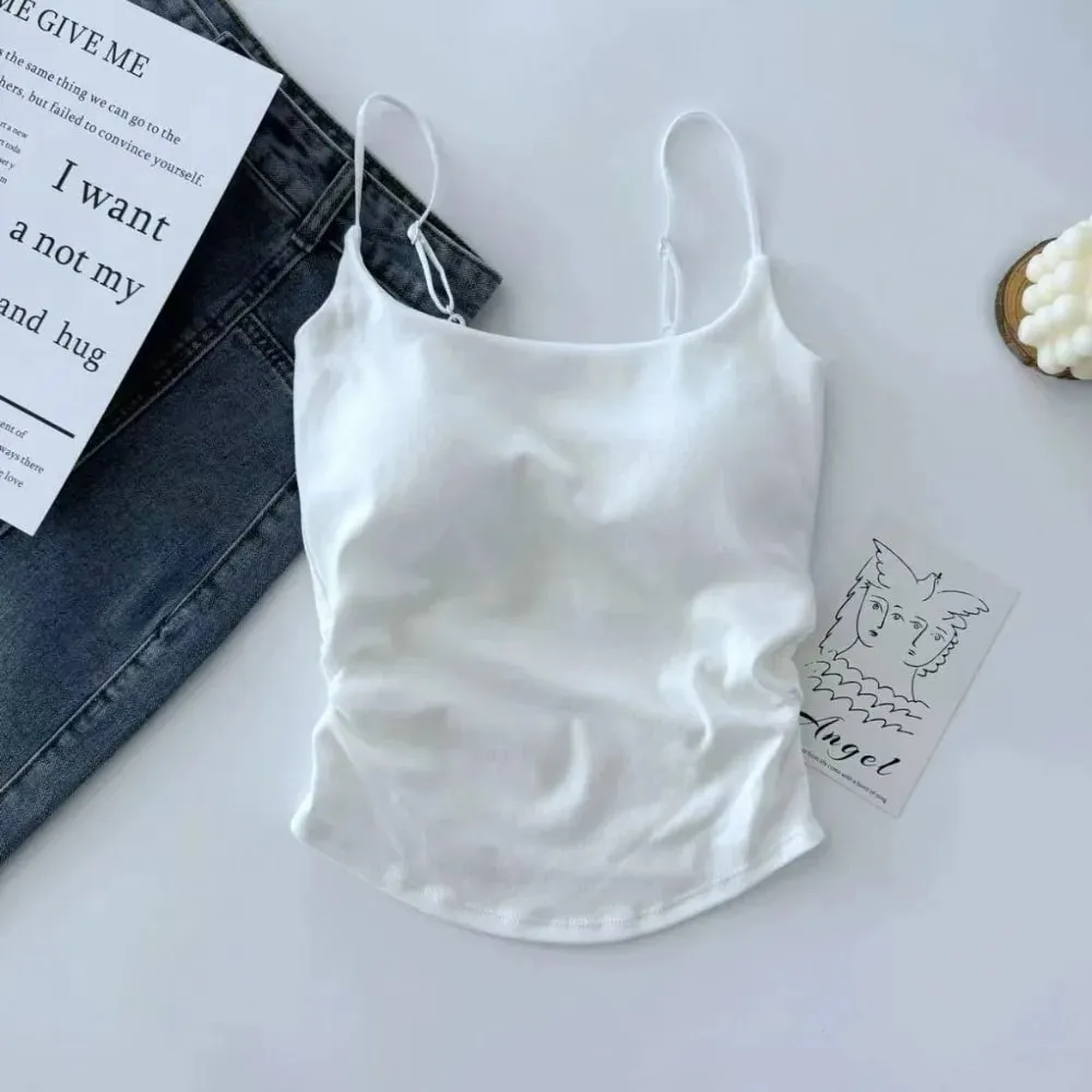 Simple Sleeveless Suspender Vest Slim With Padded Cups Camisole Underwear Short Vest Sports Activities — image 10