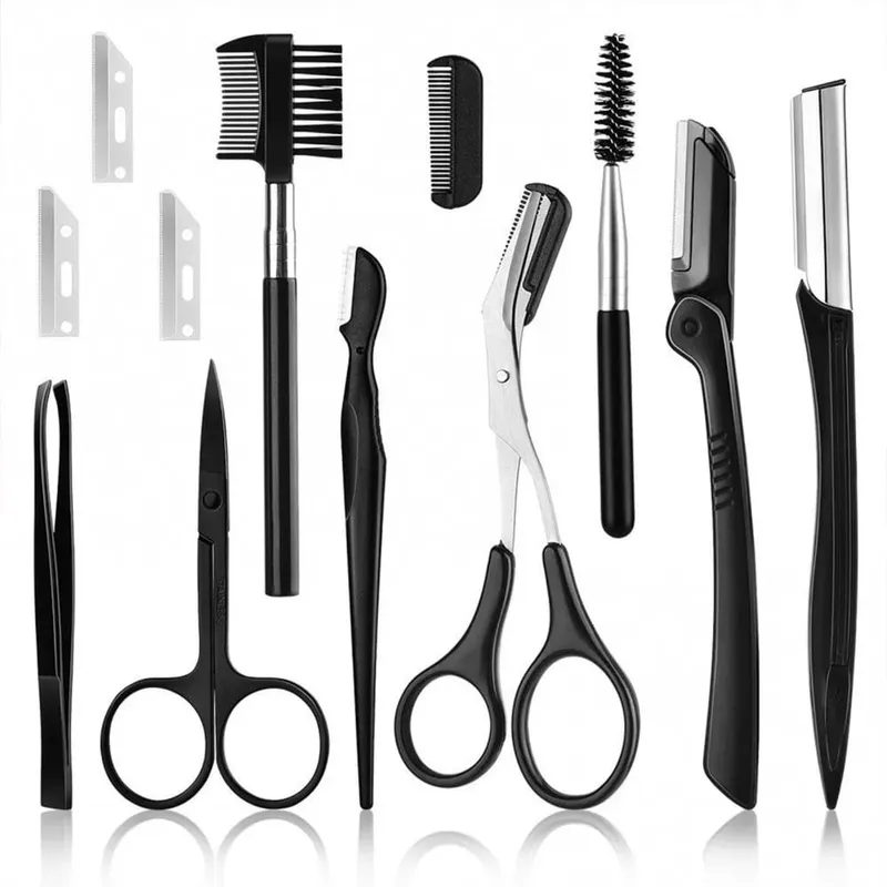 3/4/5/11/12pcs Eyebrow Trimmer Set Scissors Tweezers Eyebrow Razor Scraping Eyebrow Comb Razor Eyebrow Clip Makeup Tools — image 8