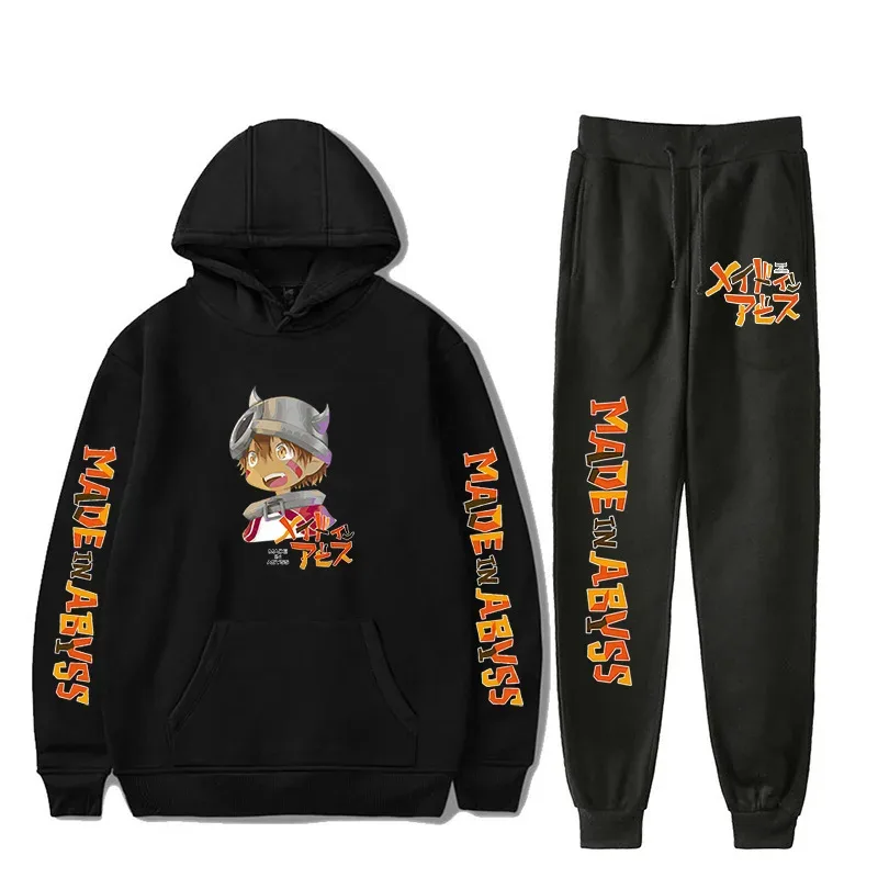 Harajuku Comfortable Made in abyss Print Sweatshirt Sweatpants Suit Men/Women Hoodies+ Trousers Suit Cute 2 Piece Set Clothes — image 14