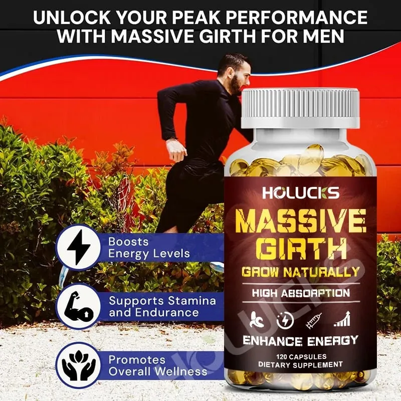Buy 1 Get 1 Free! Massive Girth Supplement for Enhanced Blood Flow Stamina & Overall Male Performance Overall Wellness Vegan