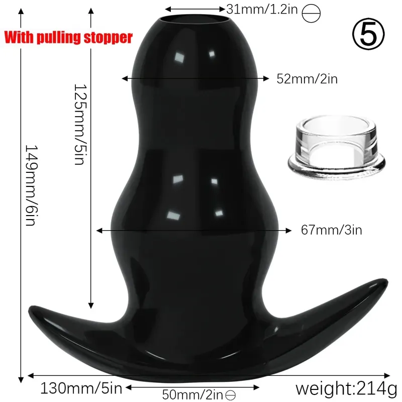 Purple TPE Hollow Tunnel Butt Plug Set - Graduated Open Anal Stretcher Plugs Flexible Sex Toy para sa Mga Lalaki at Babae — image 18