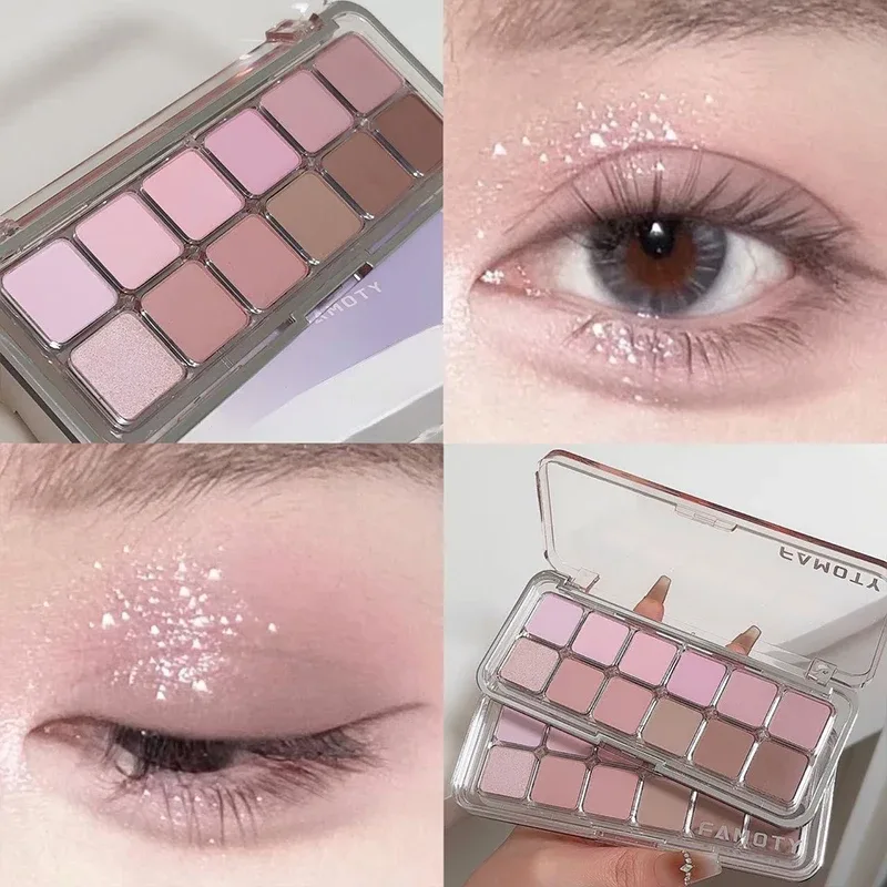 12-Color Low Saturation Matte Eyeshadow Palette Tea Apricot Earth Tones Long Lasting Pearlescent Matte Eye Makeup for Daily Use — image 11