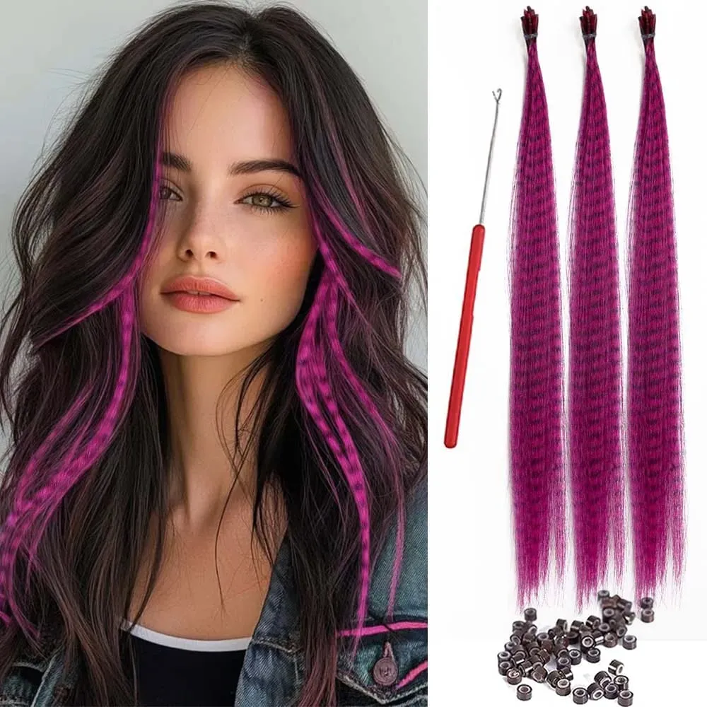 30strands Feather Hair Extension Fake Hair I Tip Rainbow Synthetic Hair 16inch Hairpiece Feather for Hair Extension Y2K Festival — image 16